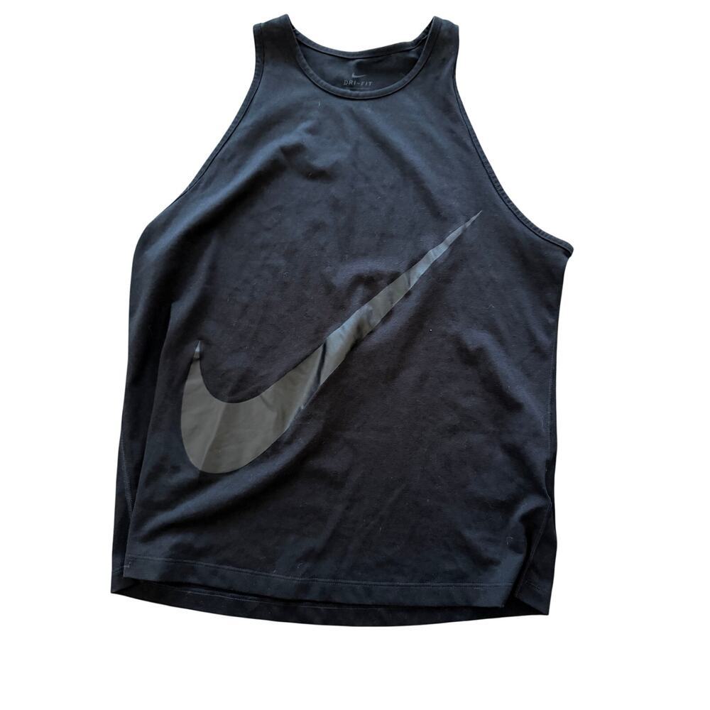 Nike swoosh black tank top sz M activewear lightweight workout gym activewear